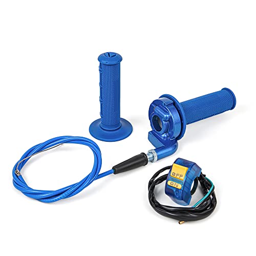 PUCKY New 7/8" 22mm Twist Throttle Accelerator Handle Grips and Cable Set with Kill On Off Switch for 50cc 110cc 150cc 250cc Mini Bike ATV Quad Pit Bike Dirtbike - color: blue