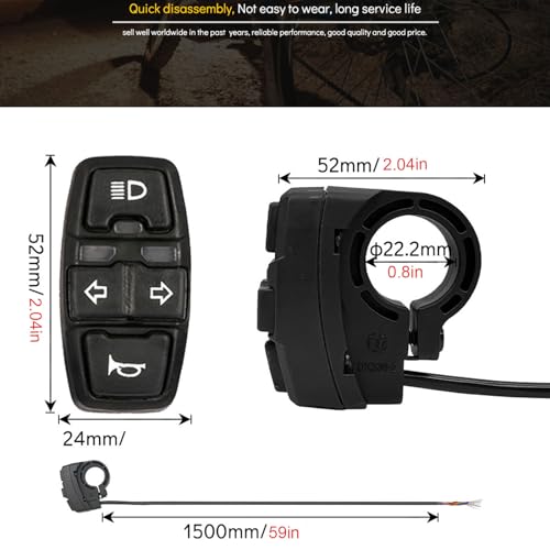 Universal Motorcycle Turn Signal Switch Ebike Light and Horn Switch 3 in 1 - style: 3-in-1 switch DK336