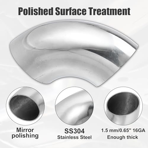 X AUTOHAUX 2pcs OD 2 Inch 90 Degree Mandrel Bend Elbow SS304 Stainless Steel Bend Tube Exhaust Elbow Pipe for Car Modified Exhaust System 2" Piping Silver Tone - size: 2"