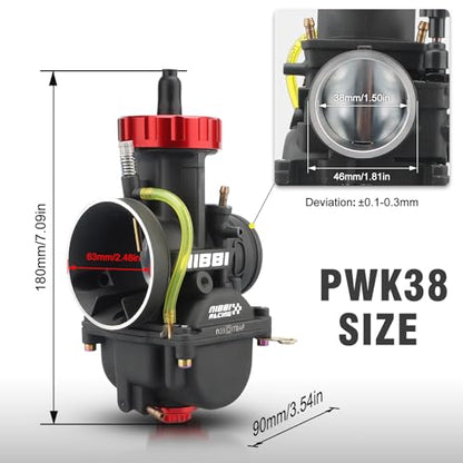 NIBBI Carburetor PWK38 fit Motorcycle Engine with 38mm Carb Jets Motorcycle Engine with Carb Jets for Dirt Bike Mini Bike Pit Bike GY6 ATV - size: PWK38MM