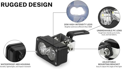 LED Headlight Upgrade Kit Applicable to Ridstar Q20 Q20 Lite Q20 Pro & Electric Bicycle, 20W 6000-6500K High Low Beam with Mount Bracket, 3 Pin Plug and Play