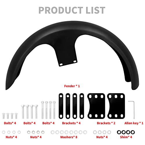 23 inch Front Fender Mudguards For 120 / R23 Tire Bagger Touring - size: For 23 inch 120 / R23 Wheel, style: Matte Black