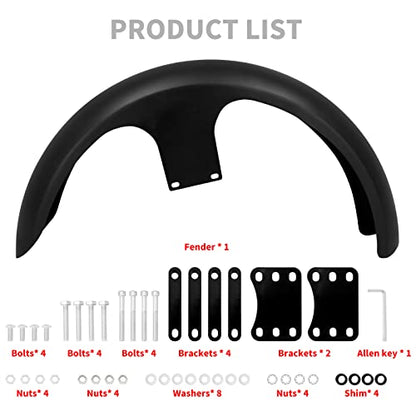 23 inch Front Fender Mudguards For 120 / R23 Tire Bagger Touring - size: For 23 inch 120 / R23 Wheel, style: Matte Black