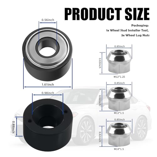 Wheel Stud Installer Tool Heavy Duty,Wheel Stud Removal Tool Includes 3/4" Hex Wheels Lug Nuts (M12x1.25/M12x1.5/M14x1.5),Professional Lug Studs Installer Tools Car Accessories