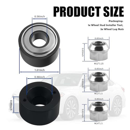 Wheel Stud Installer Tool Heavy Duty,Wheel Stud Removal Tool Includes 3/4" Hex Wheels Lug Nuts (M12x1.25/M12x1.5/M14x1.5),Professional Lug Studs Installer Tools Car Accessories