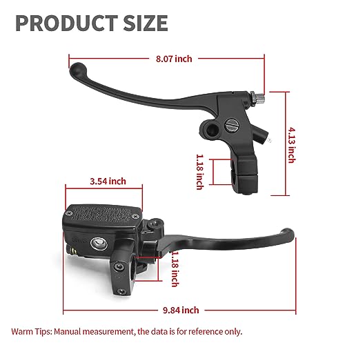 MDEOOSKY Motorcycle Brake Master Cylinder Clutch Lever 1" (25mm) Left & Right Brake Clutch Master Cylinder Replacement for Honda Kawasaki Suzuki Yamaha (Black)