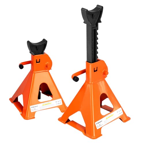 Jack Stands 3 Ton (6,500 lb) Capacity Steel, 1 Pair Orange Lifting Stand Adjustable Jack Stands - color: Orange