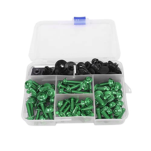 Worldmotop Fairing Bolt Kit Screws Fasteners Universal Compatible with Yamaha Honda Kawasaki Suzuki BMW,Fairing Bolt Kits Metric Bolts and Nuts Kit(Green) - color: green