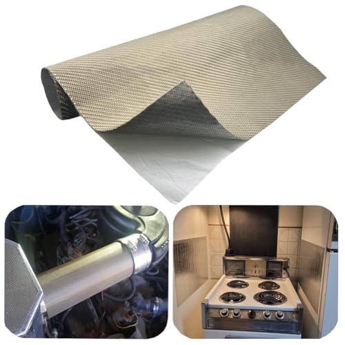 Titanium Thermal Barrier Adhesive Backed Heat Blanket Heat Shield Mat 12'' X 24'' for wall behind grill, fireplace kitchen cabinet 2500 Degrees Fire Pit Mat Fireproof Grill Pad - size: 12'' X 24''