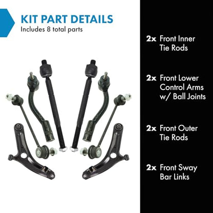 TRQ Front Steering & Suspension Kit Control Arm with Ball Joint Sway Bar - style: PSA34590