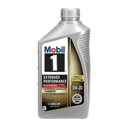 Mobil 1 Extended Performance High Mileage Full Synthetic Oil 0W-20 (6 Pack) - size: 1 Quart (Pack of 6)
