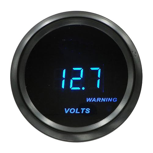 AUCELI Car Digital Voltage Gauge, Universal Meter Kit, 2" 52mm & Blue LED Light Display - style: Voltage Gauge