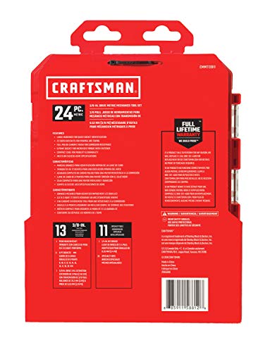 CRAFTSMAN Socket Set, Nano Metric, 3/8" Drive, 24Piece (CMMT12011) - style: Metric