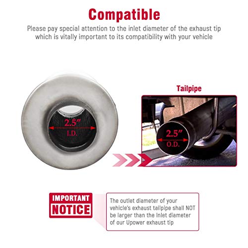 Upower 2.5" Inlet Universal Resonator, 6" x 14" Body 20" Whole Length Diesel Exhaust Muffler - Straight Through Stainless Steel TBM2616 Welded On Resonator Muffler