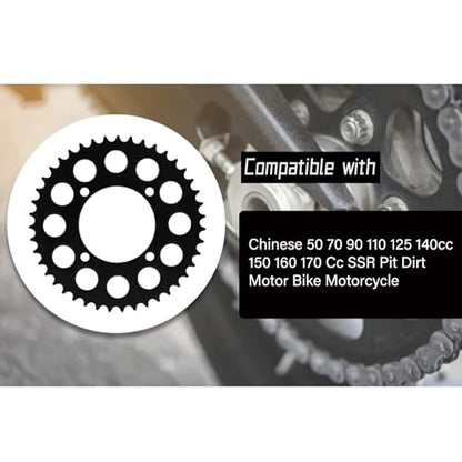 420 132 Links Chain,Rear Drive Sprocket 45T 76mm Front 12T 17mm for Chinese 50 70 90 110 125 140cc 150 160 170 Cc SSR Pit Dirt Motor Bike Motorcycle