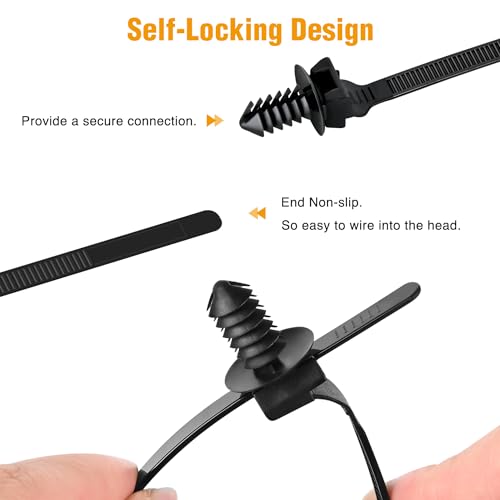 GOOACC Push Mount Cable Zip Ties Heavy Duty Nylon 5 Popular Sizes - color: 160pcs Push Mount Cable Zip Tie-5 Sizes