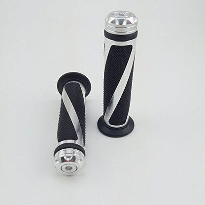 Universal Motorcycle Rubber Gel Handlebar Hand Grips for 7/8" Bar End Handle Bars Sports Bikes - color: Silver