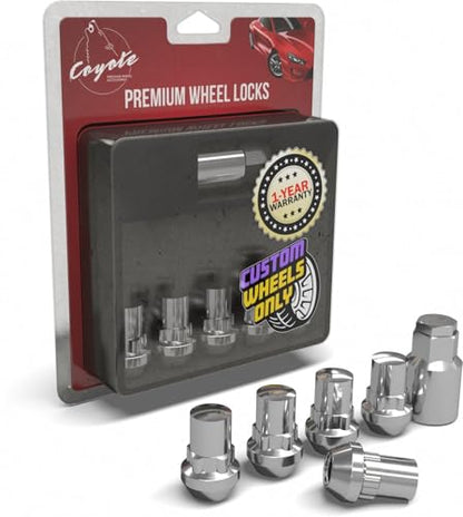 Wheel Accessories Parts M12x1.5 12x1.5 Thread Closed End Bulge 1.38" Long Wheel Lock Chrome Dual Hex Key 13/16" and 3/4" Fits Ford Bronco (No Raptor) - color: Chrome, style: Bronco Wheel Lock