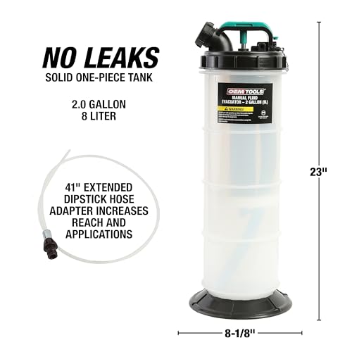 OEMTOOLS 24936 Manual Fluid Extractor Pump, 8L Oil Extractor Pump, 5ft Hose - size: 8.0 Liter