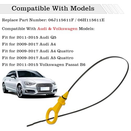 06J115611F Oil Dipstick Indicator, Compatible with Audi A4 A5 Quattro Q5 Volkswagen VW Passat B6 2.0T Engine Oil Fluid Level Dip Stick Replace 06H115611E - size: 06J115611F
