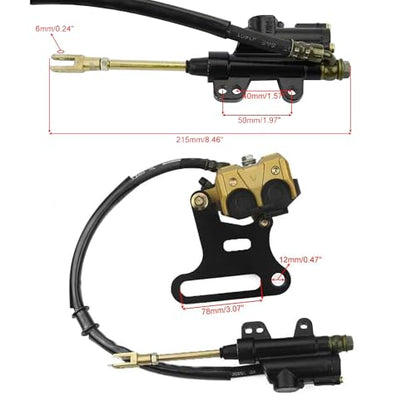 GOOFIT Rear Hydraulic Caliper Brake Master Cylinder Assembly with Brake Pads Replacement for 70cc 110cc 125cc 150cc ATV Quad Pit Bike Go Kart Dirt Bike