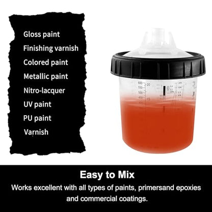 Disposable Paint Spray Gun Cup Liners & Lid, 50 Pack 20Ounce, 190Mic - size: 50pcs 600ml 20oz Cups