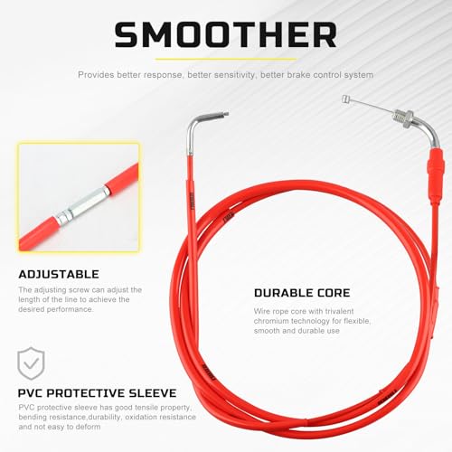 NIBBI Throttle Assembly Set, 7/8'' Grips 22mm Twist Throttle with Cable, Fit for Scooter GY6 Moped ATV - color: Red