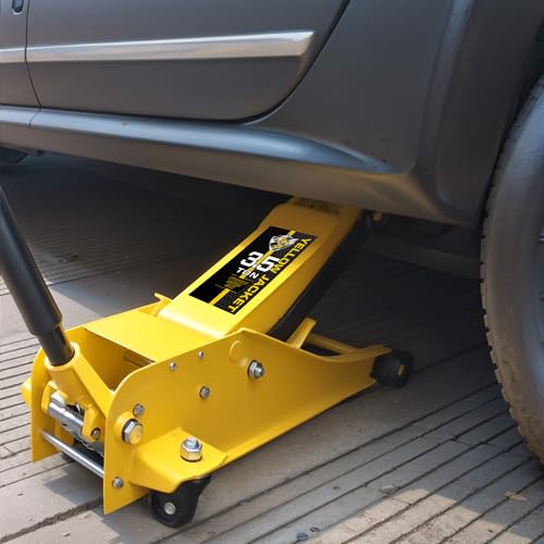YELLOW JACKET 3.5 Ton Low Profile Floor Jack Quickly Lift Hydraulic Car Jack with Dual Pumps, 7700 lb Capacity - color: Steel, size: 3.5T low profile dual pump