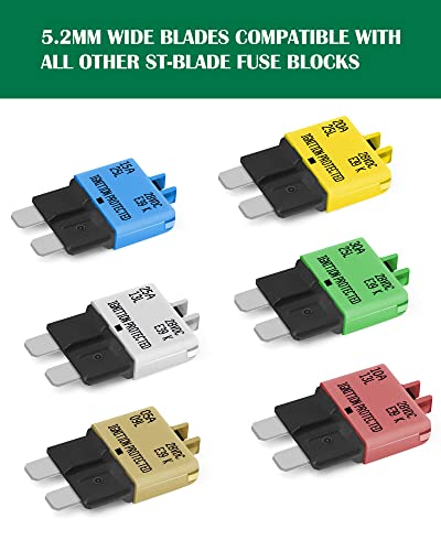 LENKRAD Automotive Resettable Fuse 5A 10A 15A 20A 25A 30A ATC ATO Manual Reset Fuse Assortment for Car Manual-Reset Circuit Breaker for Boat Truck SUV 28VDC Standard Blade Fuses Assortment Kit - color: 5A/ 10A/ 15A/ 20A/ 25A/ 30A