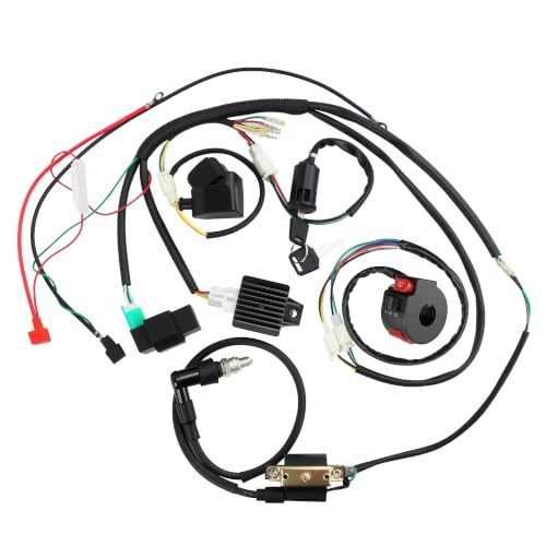 PRO BAT 125cc Chinese ATV Full Wiring Harness Kit AC 5-Pin CDI - color: White Spark Plug