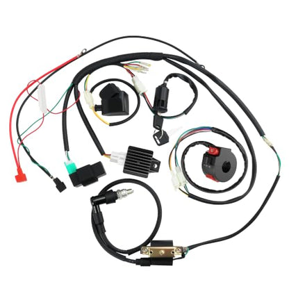 PRO BAT 125cc Chinese ATV Full Wiring Harness Kit AC 5-Pin CDI - color: White Spark Plug