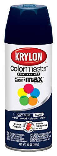 Krylon K05190707 ColorMaster Paint + Primer, Gloss, Navy Blue, 12 oz. - color: Navy Blue, size: 12 Ounce (Pack of 1), style: Gloss