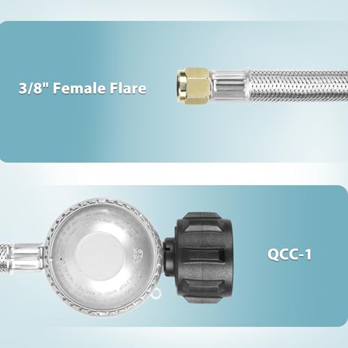 SHINESTAR 15 FT Stainless Steel Braided Propane Regulator with Hose - size: 15 Feet