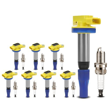 A-Premium Ignition Coil Pack and Iridium Spark Plugs - color: Yellow