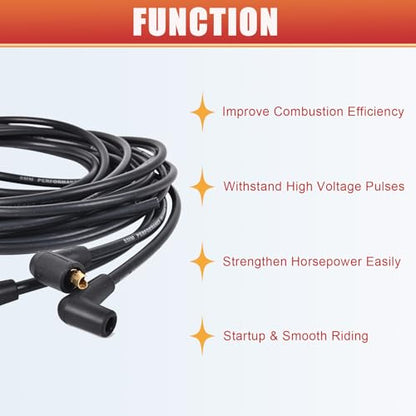 RLP HEI Universal Spark Plug Wire Set 8mm with Black Silicone Jacket and 90 Degree Boots Replaces 5553