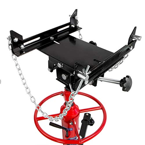 XtremepowerUS Heavy Duty 1/2 Ton Hydraulic Telescopic Transmission Jack 2-Stage Hydraulic Transmission Pump Lift Hoist, Red/Black