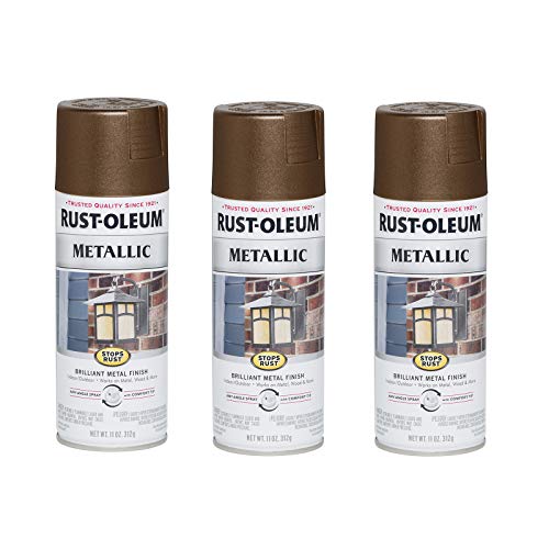 Rust-Oleum 286525-3PK Stops Rust Metallic Spray Paint, 11 oz, Dark Copper, 3 Pack - color: Dark Copper, size: 11 Ounce (Pack of 3)