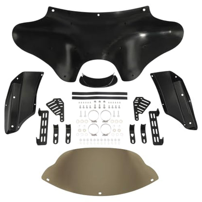 TCT-MOTORPARTS Batwing Fairing Windshield Fit For Harley Softail Deluxe Fatboy Heritage Classic Yamaha V Star 1100 650 Classic Softail Suzuki Boulevard Dyna - style: Fairing+Smoked Windshield+Bracket
