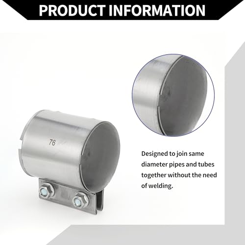 Exhaust Pipe Clamp/Exhaust Muffler Tube Joint for Car Truck/Durable Stainless Steel 2.99" 87mm / 1 Pc Silver Tone - size: 2.99''