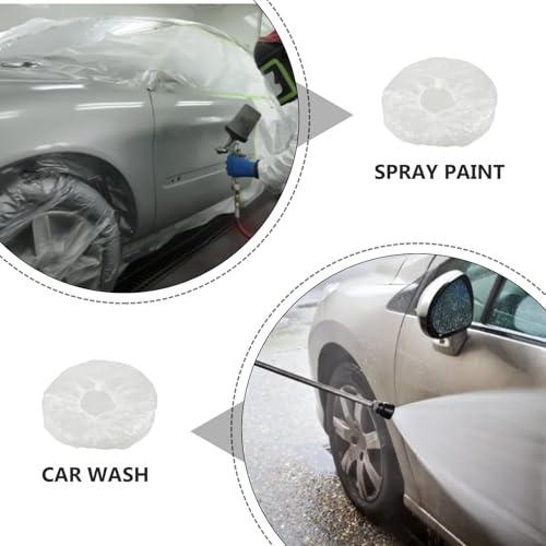SHINEOFI Disposable Tire Covers for Truck Wheel Protection Transparent Plastic Tire Protectors with Elastic Design for Dustproof Repair Washing and Painting Maintenance