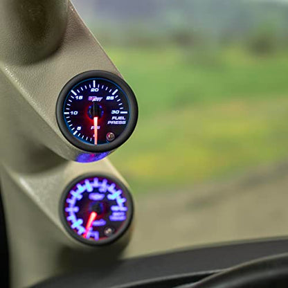 GlowShift Tinted 7 Color 30 PSI Fuel Pressure Gauge Kit, 2-1/16" 52mm