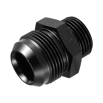 X AUTOHAUX 16AN Flare to 12AN ORB O Ring Port Male Fuel Pump Rail Adapter Fuel Fitting Adapters for Car Aluminum Alloy Black