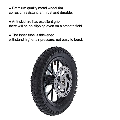 Acouto Pocket Bike Rear Wheel 12.5x2.75in for Coolster 2 Stroke Mini Dirt Bike QG50 Rear Back Wheel Tire Rim Disc Brake Assembly