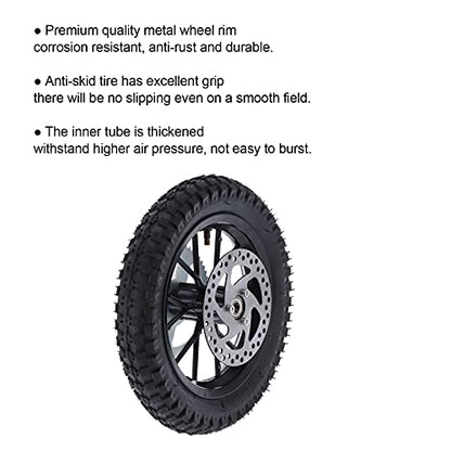 Acouto Pocket Bike Rear Wheel 12.5x2.75in for Coolster 2 Stroke Mini Dirt Bike QG50 Rear Back Wheel Tire Rim Disc Brake Assembly