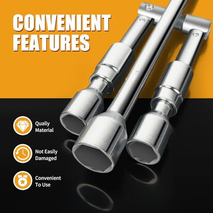 MIKKUPPA 4 Way Folding Lug Wrench, 4 Way Sliding Wheel Lug Nut Wrench
