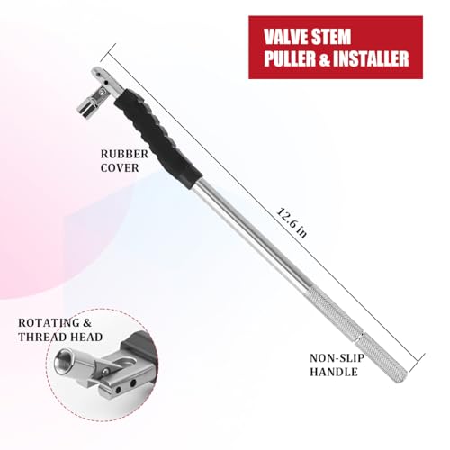 12PCS Car Valve Stem Puller Installer Kit, Automotive TR413 Tire Snap in Valve Stem with Slotted-Head Valve Cap, Vehicle Single Head Core Remover Installer Tool Set, Universal Fit