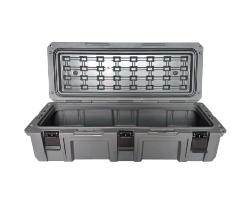 Overland Vehicle Systems 40100021 Dark Gray 117 QT Dry Box Storage with Drain and Bottle Opener | Waterproof Seal | Heavy-Duty Latches and Nylon Handles | Keeps Gear Safe, Dry and Organized - size: 117 QT Dry Box