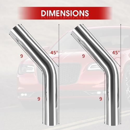 Richeer 3" O.D. T304 Stainless Steel Exhaust Pipe 45 Degree Elbow (2PCS) - size: 3 inch