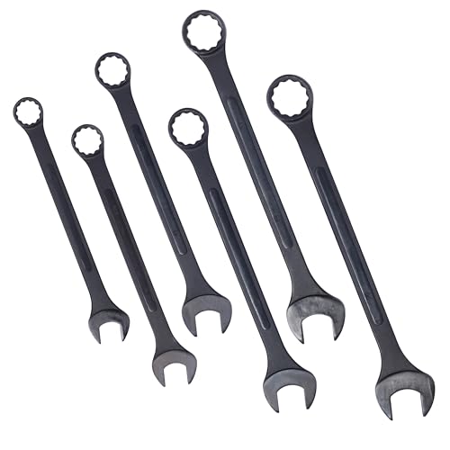 Jumbo Combination Wrench Set | 6 Piece | Metric | 35mm to 50mm | Open End | Storage Bag Included | for Machine Shop Use – Large Wrench Set - color: Metric, size: 6-Piece Set