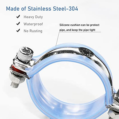 AKIHISA 2 Pcs 304 Stainless Steel Pipe Supports, Wall Mount Ceiling Mount Pipe Hanger, Pipe Holder for OD Pipe 15-19MM Adjustable Height Range 50-100mm - size: 15-19mm, style: Adjustable Height 50-100mm